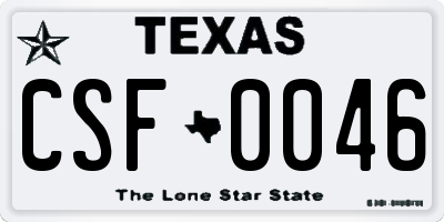 TX license plate CSF0046