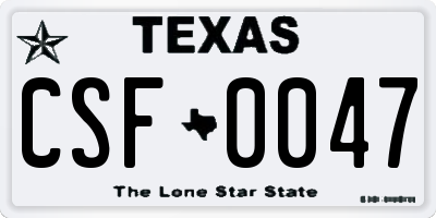 TX license plate CSF0047