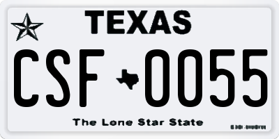 TX license plate CSF0055