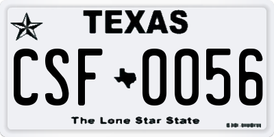 TX license plate CSF0056