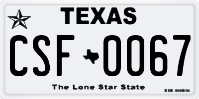 TX license plate CSF0067