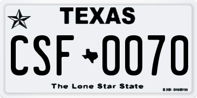 TX license plate CSF0070