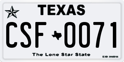 TX license plate CSF0071