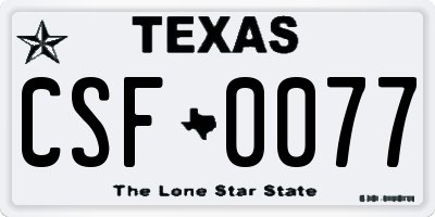 TX license plate CSF0077