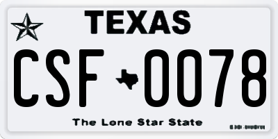 TX license plate CSF0078