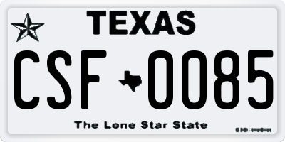 TX license plate CSF0085