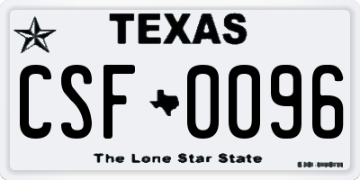 TX license plate CSF0096