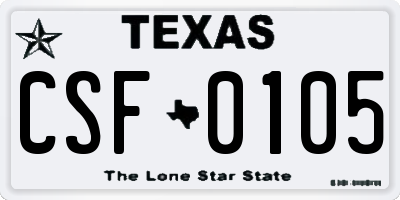 TX license plate CSF0105