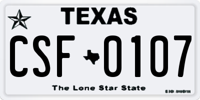 TX license plate CSF0107