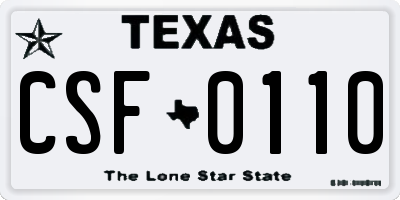 TX license plate CSF0110