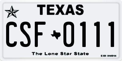 TX license plate CSF0111