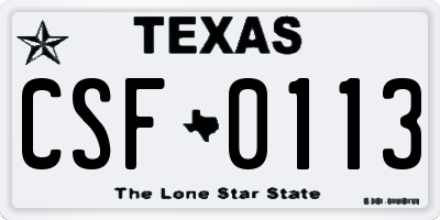 TX license plate CSF0113