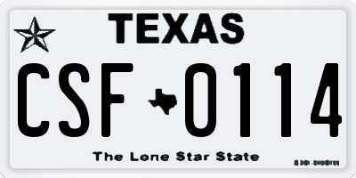 TX license plate CSF0114