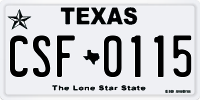 TX license plate CSF0115