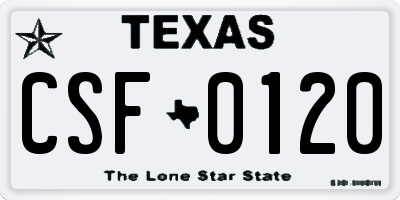 TX license plate CSF0120