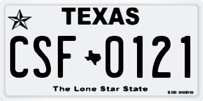 TX license plate CSF0121