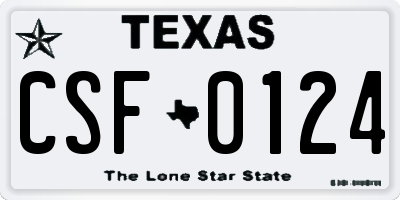 TX license plate CSF0124
