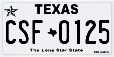 TX license plate CSF0125