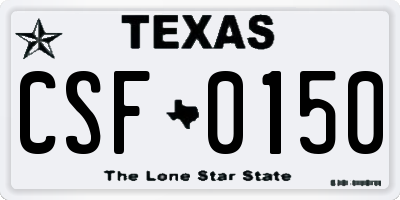 TX license plate CSF0150