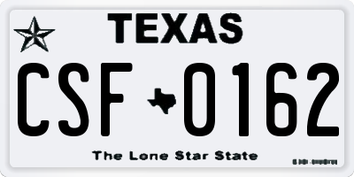 TX license plate CSF0162