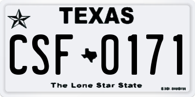 TX license plate CSF0171