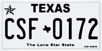TX license plate CSF0172