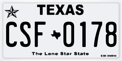 TX license plate CSF0178