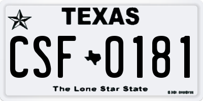 TX license plate CSF0181