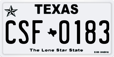 TX license plate CSF0183