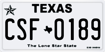 TX license plate CSF0189