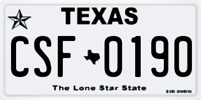 TX license plate CSF0190