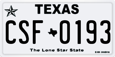 TX license plate CSF0193
