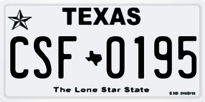 TX license plate CSF0195
