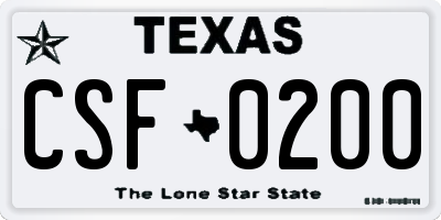TX license plate CSF0200