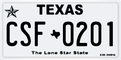 TX license plate CSF0201