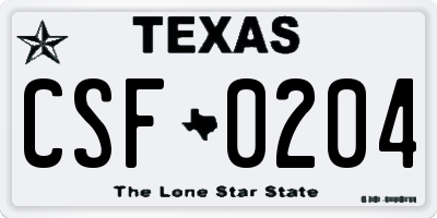 TX license plate CSF0204