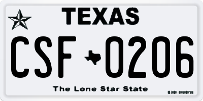 TX license plate CSF0206