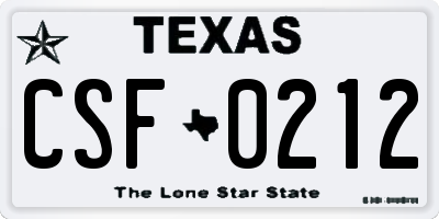 TX license plate CSF0212