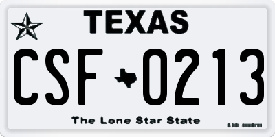 TX license plate CSF0213