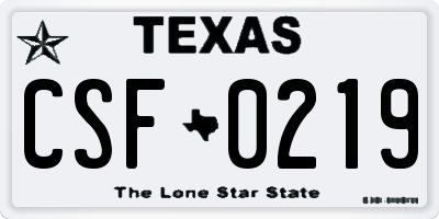 TX license plate CSF0219
