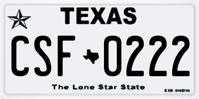 TX license plate CSF0222