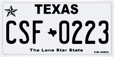 TX license plate CSF0223