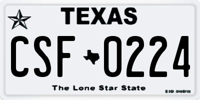TX license plate CSF0224