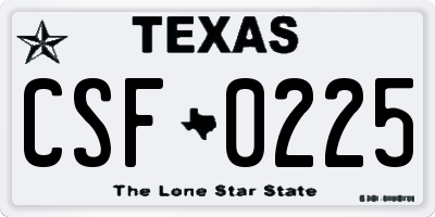 TX license plate CSF0225