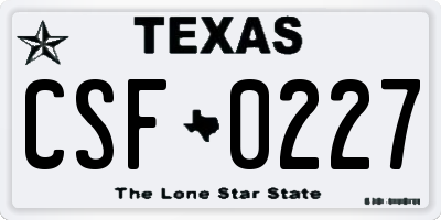 TX license plate CSF0227