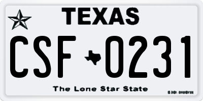 TX license plate CSF0231