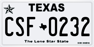 TX license plate CSF0232