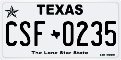 TX license plate CSF0235