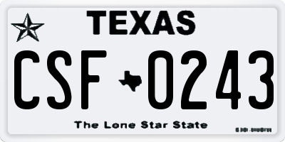 TX license plate CSF0243