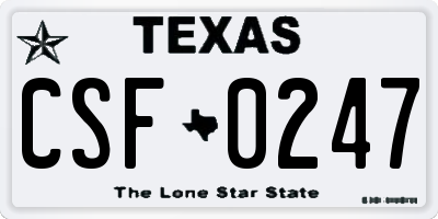 TX license plate CSF0247